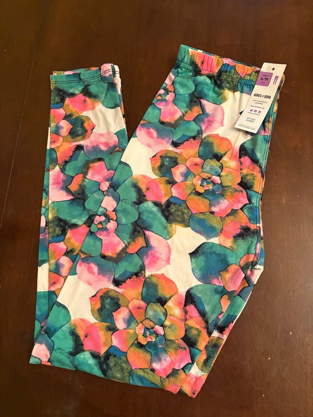 Agnes & Dora women’s leggings S/M high waisted soft watercolor floral lily pad